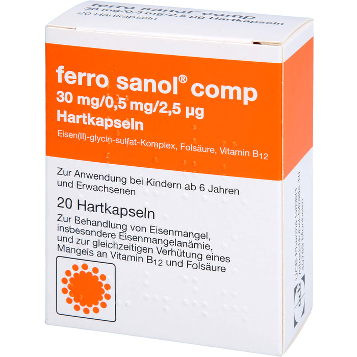Ferro Sanol comp 30 mg / 0,5 mg / 2,5 µg Hartkapseln, 20 pc Capsules