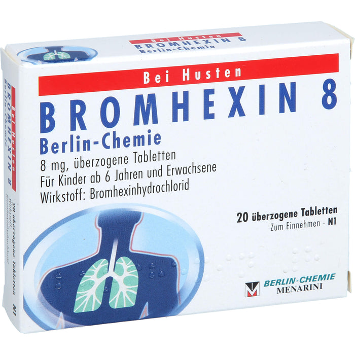 BERLIN-CHEMIE BROMHEXIN 8 Tabletten bei Husten, 20 pc Tablettes