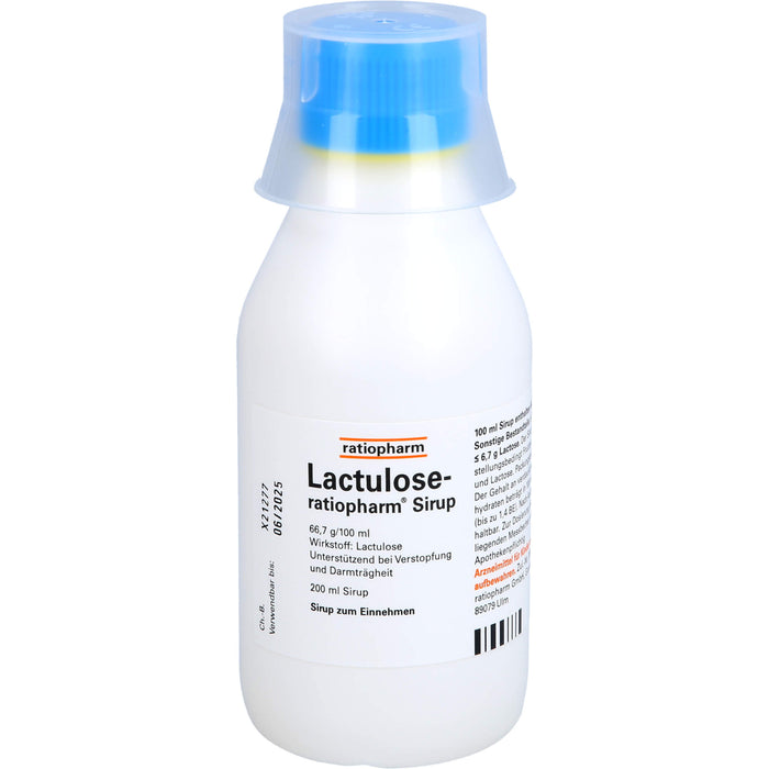 Lactulose-ratiopharm Sirup unterstützend bei Verstopfung und Darmträgheit, 200 ml Solution