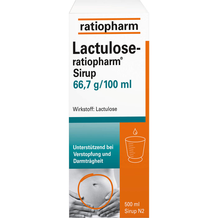 Lactulose-ratiopharm Sirup unterstützend bei Verstopfung und Darmträgheit, 500 ml Lösung