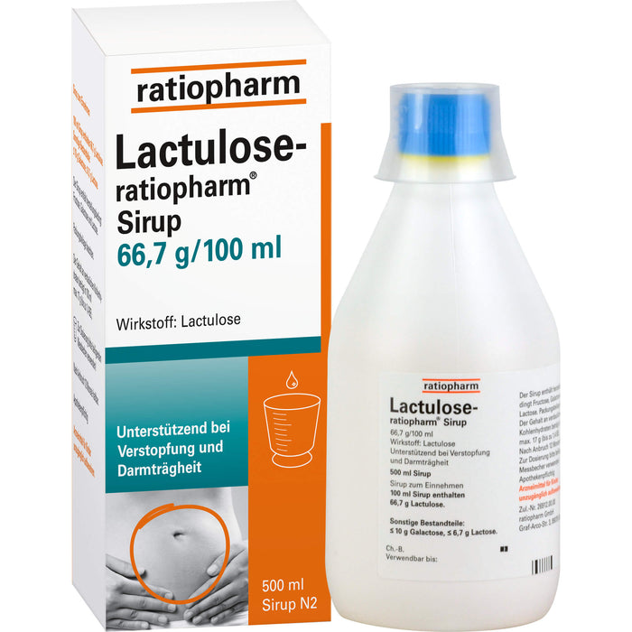 Lactulose-ratiopharm Sirup unterstützend bei Verstopfung und Darmträgheit, 500 ml Solution