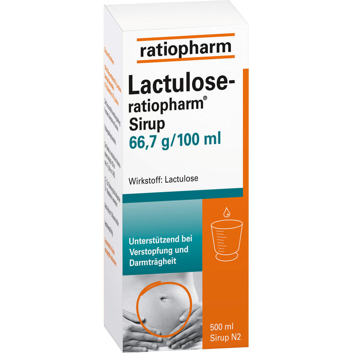 Lactulose-ratiopharm Sirup unterstützend bei Verstopfung und Darmträgheit, 500 ml Solution