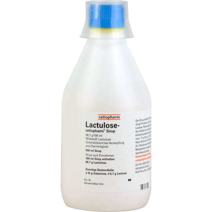 Lactulose-ratiopharm Sirup unterstützend bei Verstopfung und Darmträgheit, 500 ml Solution