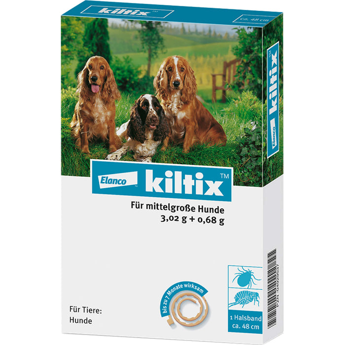 Elanco kiltix für mittelgroße Hunde Ektoparasitizid-Halsband gegen Zecken und Flöhe, 1 pc Collier