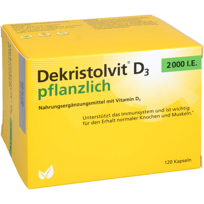 Dekristolvit D3 2000 I.E pflanzliche Kapseln unterstützt das Immunsystem und  den Erhalt normaler Knochen und Muskeln, 120 pcs. Capsules