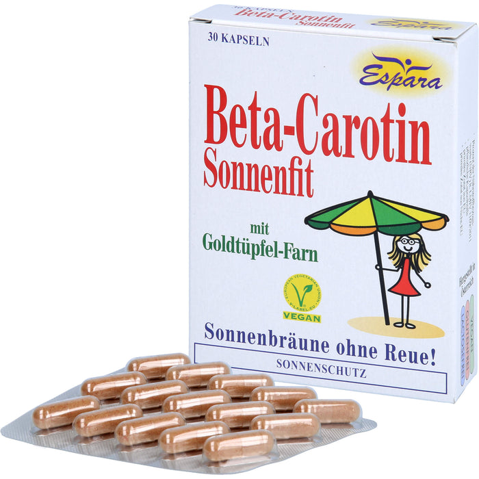 Espara Beta-Carotin Sonnenfit mit Goldtüpfel-Farn Kapseln für Sonnenbräune ohne Reue, 30 pc Capsules