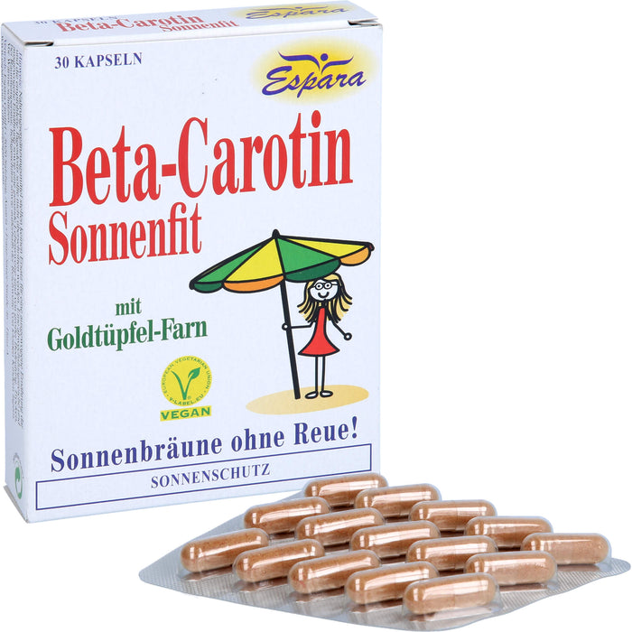 Espara Beta-Carotin Sonnenfit mit Goldtüpfel-Farn Kapseln für Sonnenbräune ohne Reue, 30 St. Kapseln