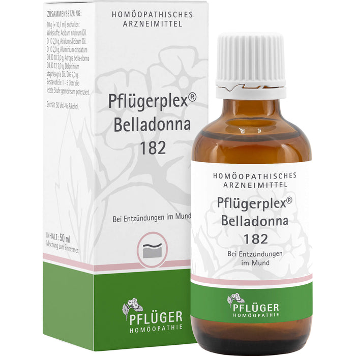 Pflügerplex Belladonna 182 Tropfen bei Entzündungen im Mund, 50 ml Lösung
