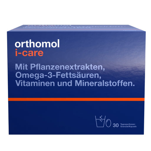 Orthomol i-CAre - Nahrungsergänzungsmittel mit Pflanzenextrakten, Omega-3-Fettsäuren, Vitaminen und Mineralstoffen - Granulat/Kapseln, 30 St. Tagesportionen