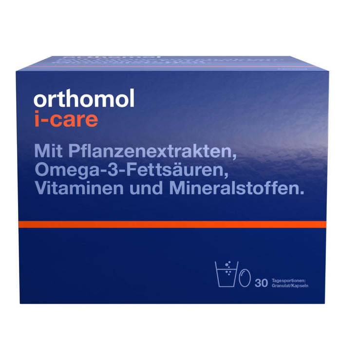 Orthomol i-CAre - Nahrungsergänzungsmittel mit Pflanzenextrakten, Omega-3-Fettsäuren, Vitaminen und Mineralstoffen - Granulat/Kapseln, 30 St. Tagesportionen