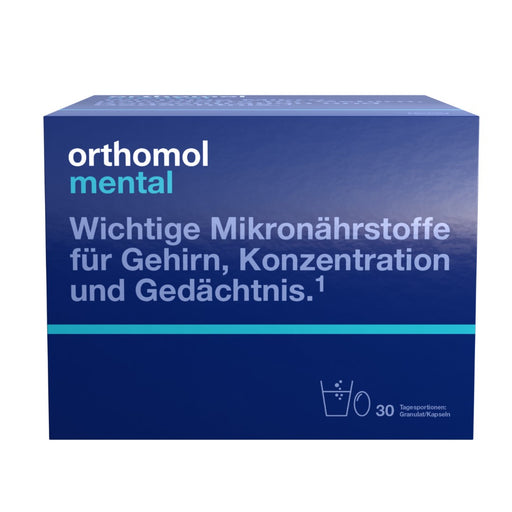 Orthomol Mental - für Gehirn, Konzentration und Gedächtnis - mit Pantothensäure und Omega-3-Fettsäuren - Granulat/Kapseln, 30 St. Tagesportionen