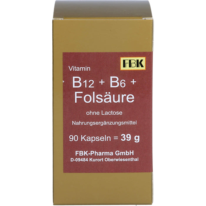 FBK B12 + B6 + Folsäure ohne Lactose Kapseln, 90 St. Kapseln