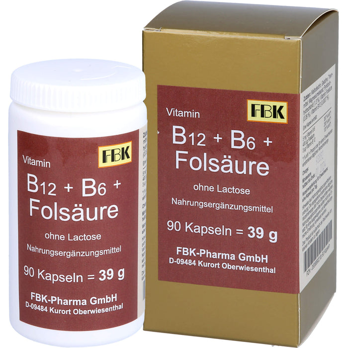 FBK B12 + B6 + Folsäure ohne Lactose Kapseln, 90 St. Kapseln