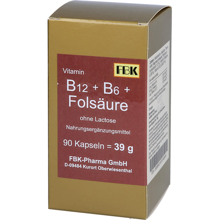 FBK B12 + B6 + Folsäure ohne Lactose Kapseln, 90 pc Capsules