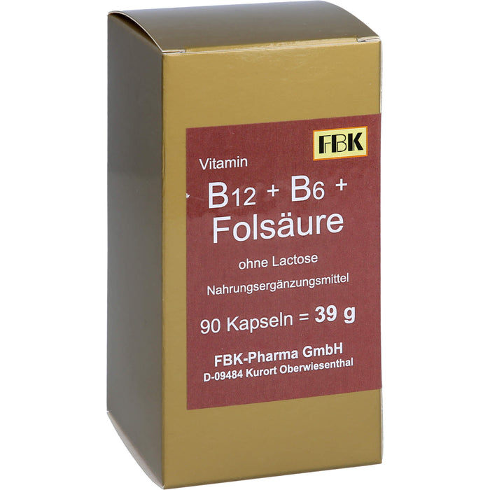 FBK B12 + B6 + Folsäure ohne Lactose Kapseln, 90 St. Kapseln