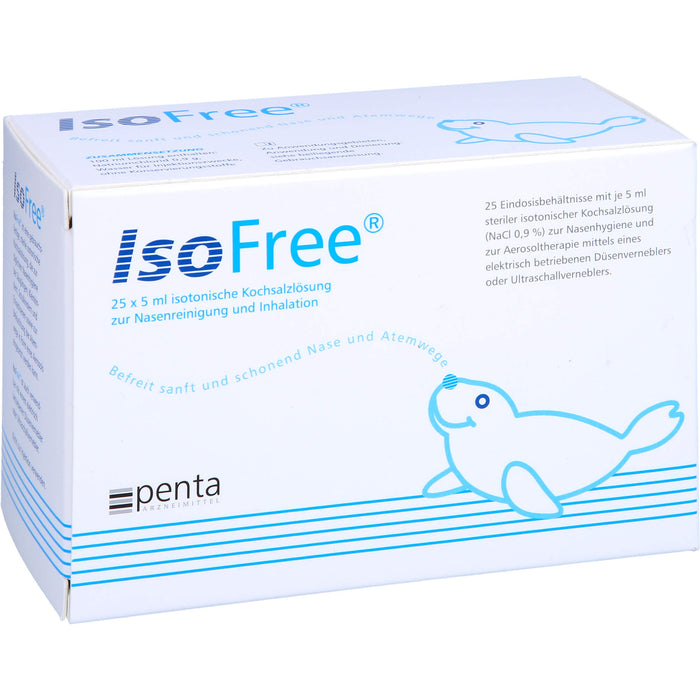 IsoFree sterile isotonische Kochsalzlösung zur Nasenreinigung und Inhalation, 25 pc Pipettes à dose unique