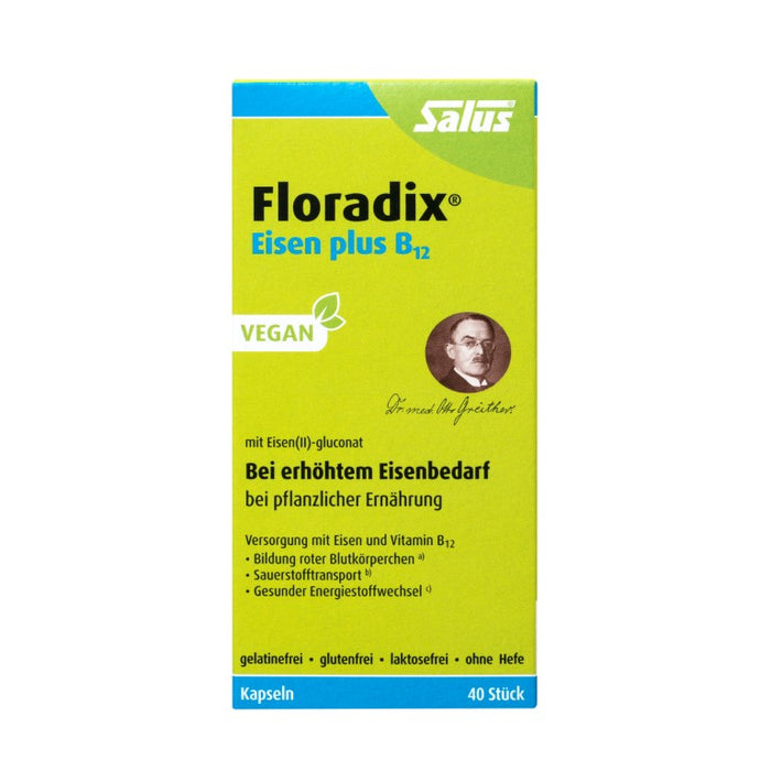 Floradix Eisen plus B12 vegan Kapseln, 40 pc Capsules