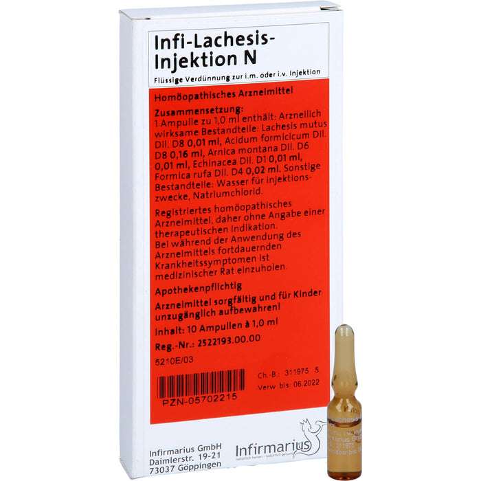 Infi Lachesis Injektion N flüssige Verdünnung, 10 pc Ampoules