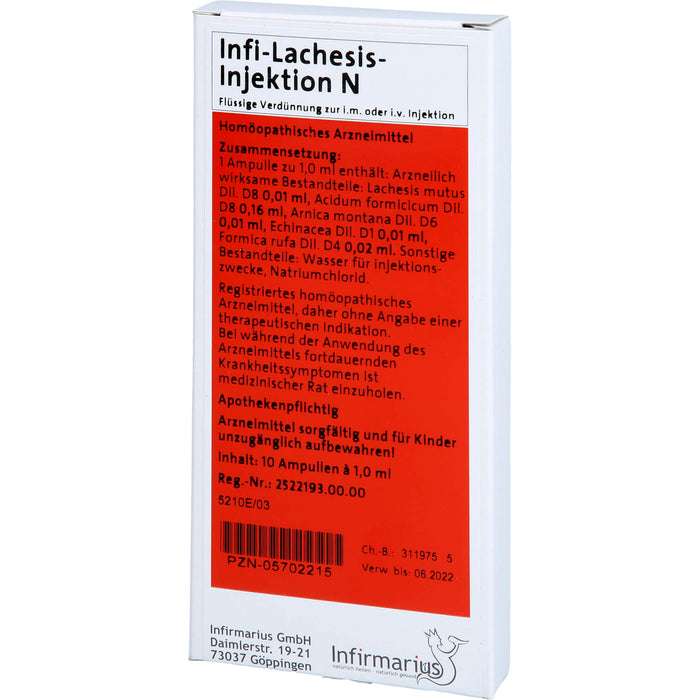 Infi Lachesis Injektion N flüssige Verdünnung, 10 pc Ampoules