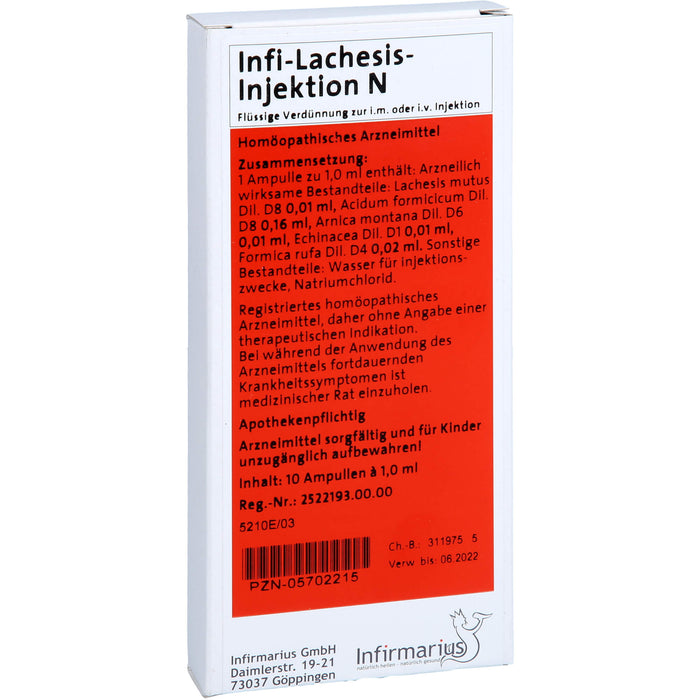 Infi Lachesis Injektion N flüssige Verdünnung, 10 pc Ampoules