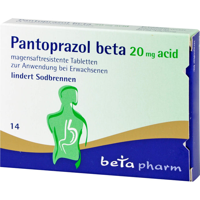 Pantoprazol beta 20 mg acid Tabletten bei Sodbrennen, 14 pcs. Tablets