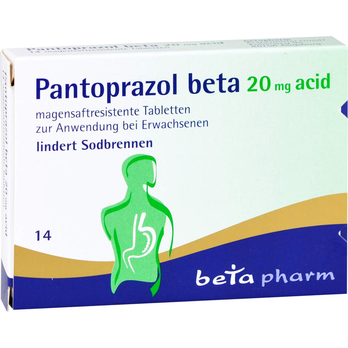 Pantoprazol beta 20 mg acid Tabletten bei Sodbrennen, 14 pcs. Tablets