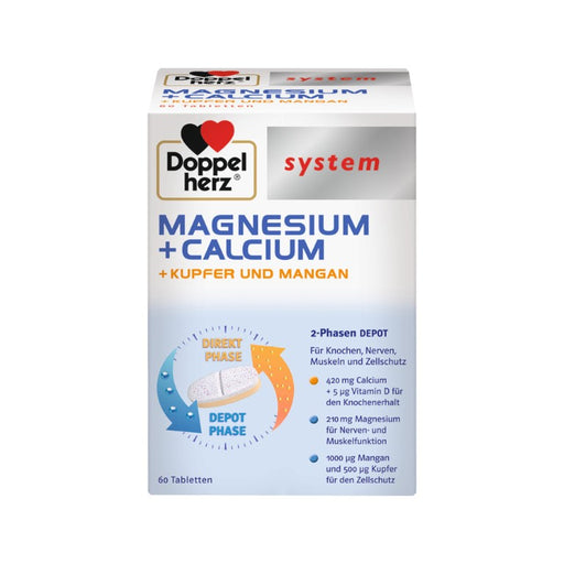 Doppelherz system Magnesium + Calcium + Kupfer + Mangan Tabletten, 60 St. Tabletten