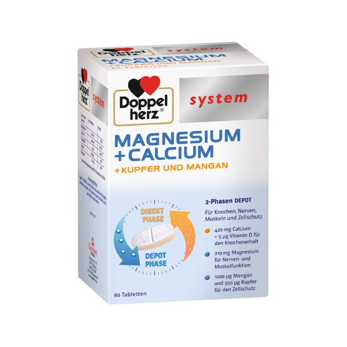 Doppelherz system Magnesium + Calcium + Kupfer + Mangan Tabletten, 60 pcs. Tablets