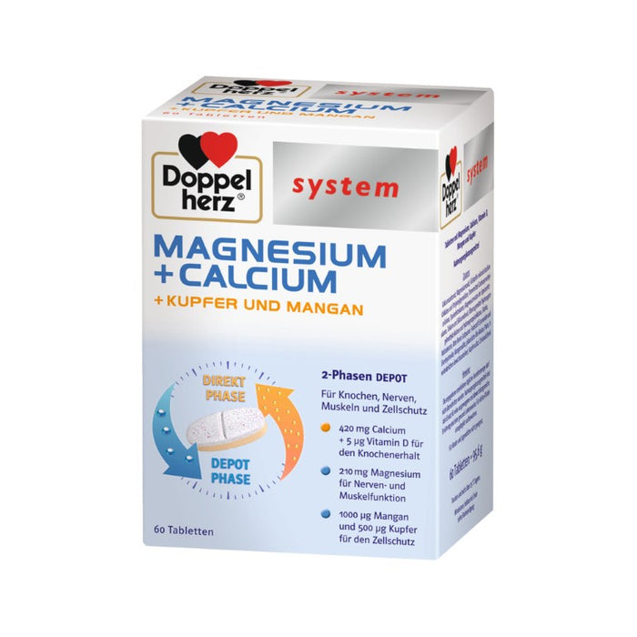 Doppelherz system Magnesium + Calcium + Kupfer + Mangan Tabletten, 60 pcs. Tablets