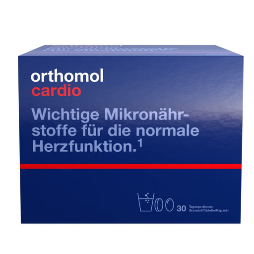 Orthomol Cardio - Mikronährstoffe für die normale Herzfunktion - mit Omega-3-Fettsäuren und Vitamin B1 - Granulat/Tabletten/Kapseln, 30 St. Tagesportionen
