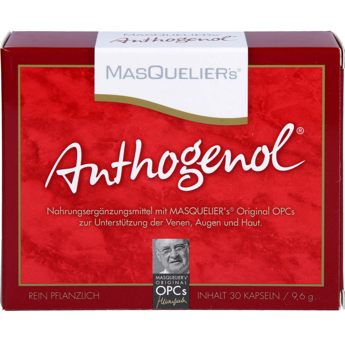MASQUELIERs Anthogenol OPC Kapseln zur Unterstützung der Venen, Augen und Haut, 30 St. Kapseln