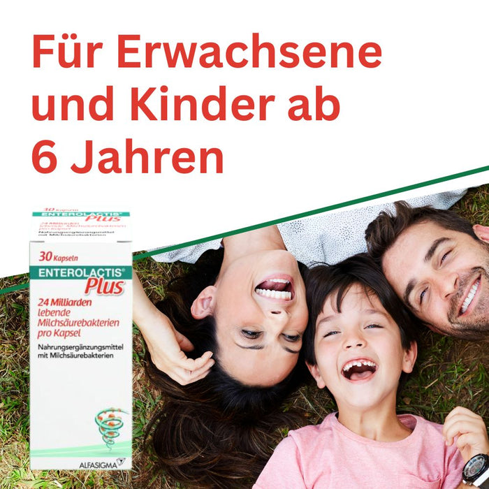 Enterolactis Plus - natürliche Versorgung der Darmflora und des Darmmikrobioms mit L. Casei DG - 24 Mrd. lebende Zellen pro Kapsel - laktosefrei & glutenfrei, 30 pc Capsules