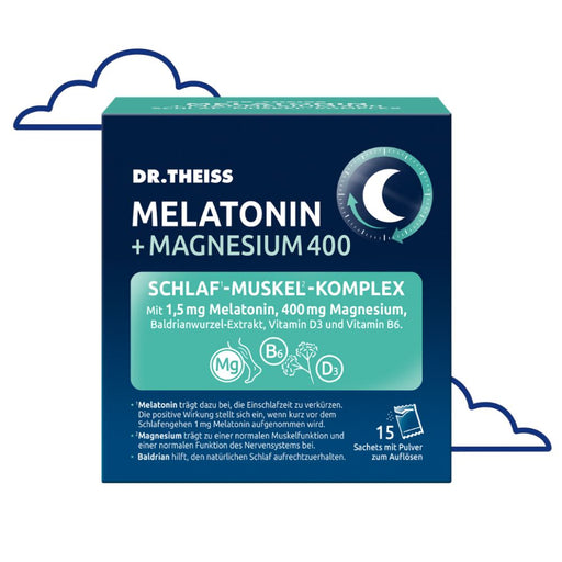 DR. THEISS Melatonin + Magnesium, Schlaf-Muskel-Komplex, 15 St. Beutel