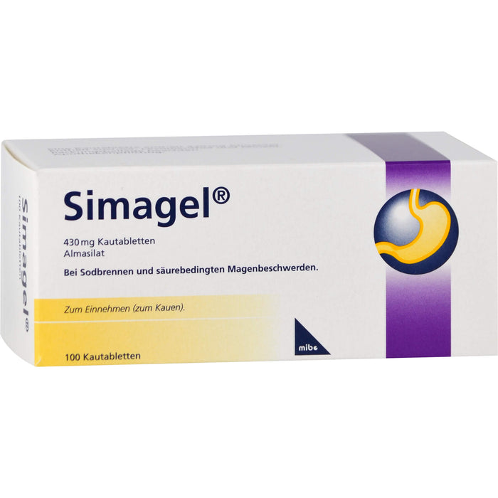 Simagel 430 mg Kautabletten bei Sodbrennen und säurebedingten Magenbeschwerden, 100 pc Tablettes