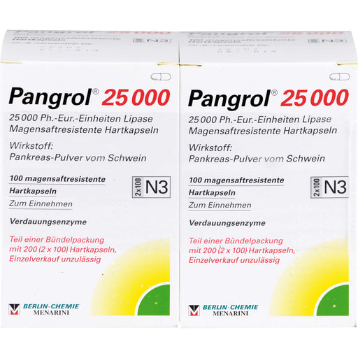 Pangrol  25 000, 25 000 Ph.-Eur.-Einheiten Lipase Magensaftresistente Hartkapseln, 200 St. Kapseln