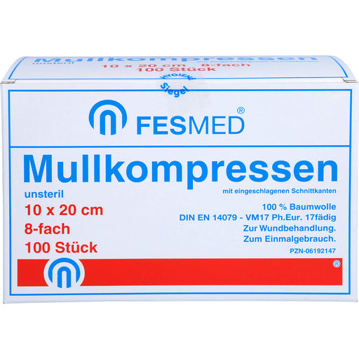 MULLKOMPRESSEN UNSTERIL 10X20 ES 8F, 100 St KOM
