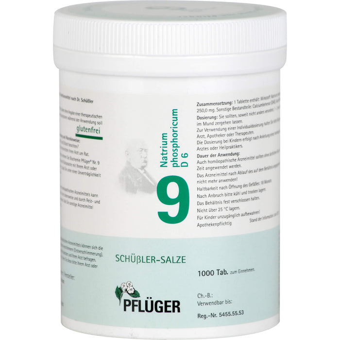 Pflüger Biochemie Nr.9 Natrium phosphoricum D6 Tabletten, 1000 St. Tabletten