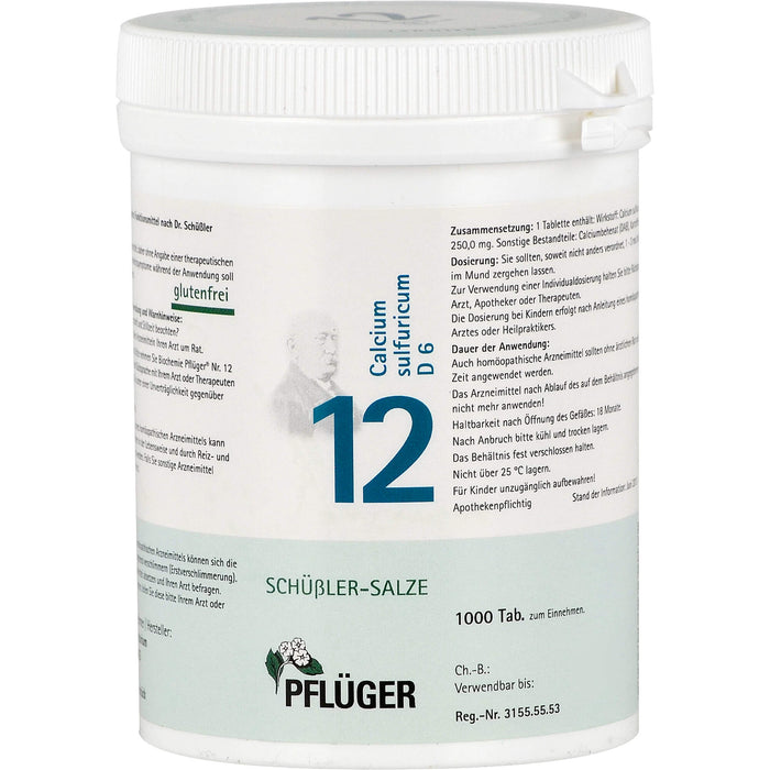 Pflüger Biochemie Nr.12 Calcium sulfuricum D6 Tabletten, 1000 St. Tabletten
