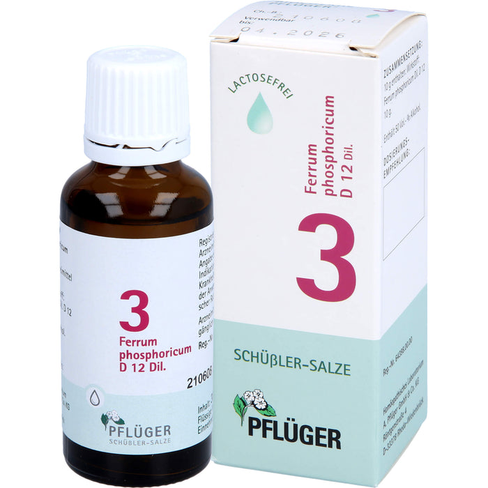 Pflüger Biochemie Nr.3 Ferrum phosphoricum D12 Dilution, 30 ml Solution