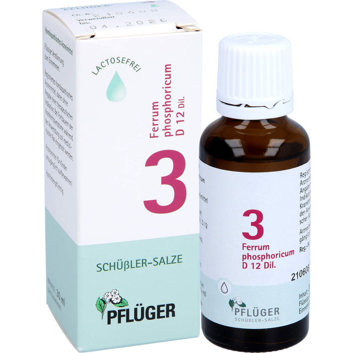 Pflüger Biochemie Nr.3 Ferrum phosphoricum D12 Dilution, 30 ml Solution