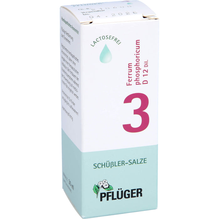 Pflüger Biochemie Nr.3 Ferrum phosphoricum D12 Dilution, 30 ml Lösung
