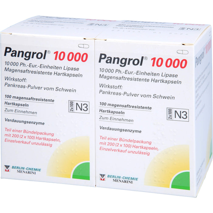 Pangrol  10 000, 10 000 Ph.-Eur.-Einheiten Lipase Magensaftresistente Hartkapseln, 200 pc Capsules