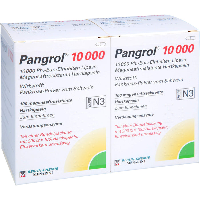 Pangrol  10 000, 10 000 Ph.-Eur.-Einheiten Lipase Magensaftresistente Hartkapseln, 200 pc Capsules