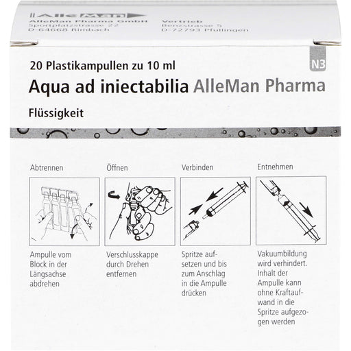 DELTAMEDICA Aqua ad injectabilia 10 ml Plastikampullen, 20 St. Ampullen