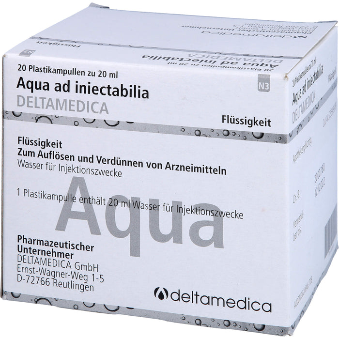 DELTAMEDICA Aqua ad injectabilia 20 ml Lösung, 20 pcs. Ampoules