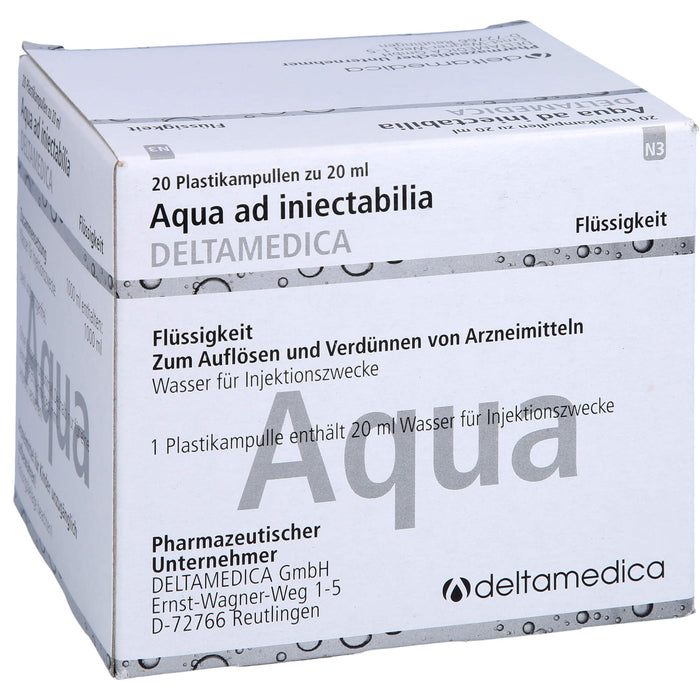 DELTAMEDICA Aqua ad injectabilia 20 ml Lösung, 20 pcs. Ampoules