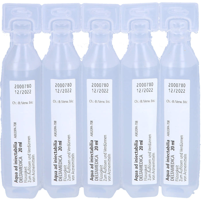 DELTAMEDICA Aqua ad injectabilia 20 ml Lösung, 20 pcs. Ampoules