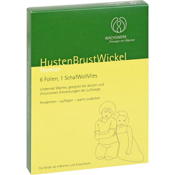 WACHSWERK Husten Brust Wickel Thymian 0,5% bei Erkrankungen der Luftwege für Säuglinge ab 8 Wochen, Kinder und Erwachsene, 6 pcs. Pack