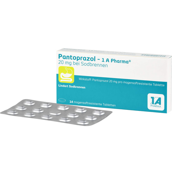 Pantoprazol - 1 A Pharma 20 mg Tabletten bei Sodbrennen, 14.0 St. Tabletten