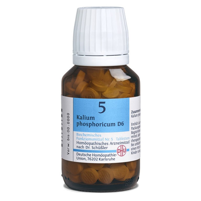DHU Schüßler-Salz Nr. 5 Kalium phosphoricum D6 – Das Mineralsalz der Nerven und Psyche – das Original – umweltfreundlich im Arzneiglas, 420 pc Tablettes
